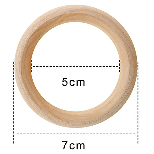 Onwon 10 Pieces Wooden Rings Natural Wood Rings Without Paint Smooth Unfinished Wood Circles for Craft DIY Baby Teething Ring Pendant Connectors Onwon