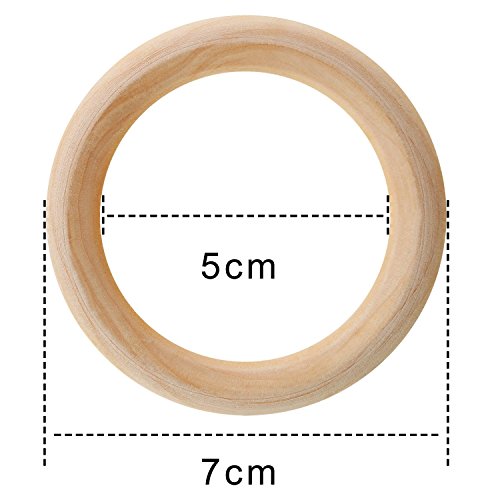 Onwon 10 Pieces Wooden Rings Natural Wood Rings Without Paint Smooth Unfinished Wood Circles for Craft DIY Baby Teething Ring Pendant Connectors - WoodArtSupply