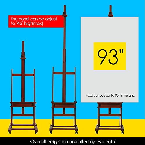 MEEDEN Extra Large Easel Stand for Painting, Adjustable 75 to 145H,Holds  Canvas up to 93,H Frame Studio Heavy Duty Art Easel for