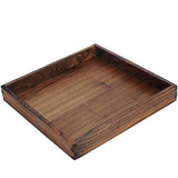 MAGIGO 12 x 12 Inches Small Square Black Walnut Wood Ottoman Tray, Serve Tea, Coffee or Breakfast in Bed, Classic Wooden Decorative Serving Tray MAGIGO