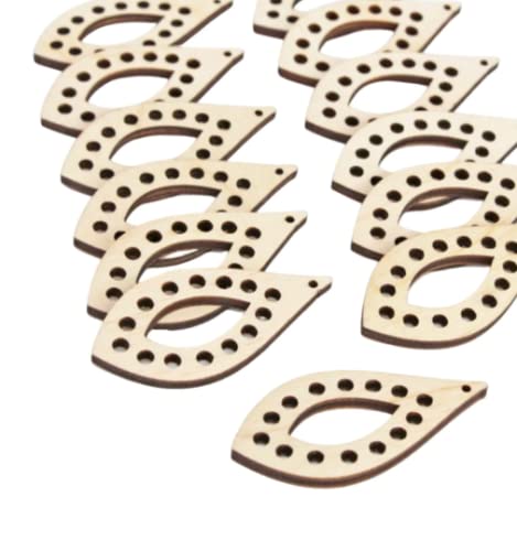 ALL SIZES BULK (12pc to 100pc) Unfinished Wood Laser Teardrop with Circle Cutouts Dangle Earring Jewelry Blanks Shape Crafts Made in Texas