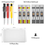 Nicpro 3 Pack Carpenter Pencil with Sharpener, Mechanical Carpenter Pencils with 39 Refills, Deep Hole Marker Construction Heavy Duty Woodworking Nicpro
