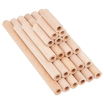 OLYCRAFT 38pcs Hollow Wooden Rods 5/10/15/20cm Beech Wooden Dowel Rods Unfinished Natural Wood Craft Dowel Rods Hardwood Sticks for DIY Projects