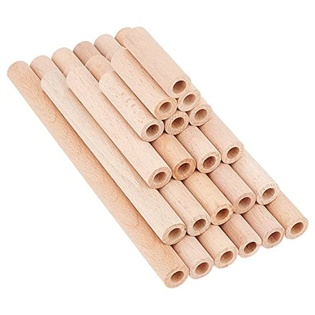 OLYCRAFT 38pcs Hollow Wooden Rods 5/10/15/20cm Beech Wooden Dowel Rods Unfinished Natural Wood Craft Dowel Rods Hardwood Sticks for DIY Projects OLYCRAFT