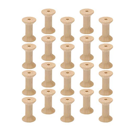 20 Pcs Wooden Spools for Crafts Wooden Thread Spools Wood Spools Thread Stand Embroidery Thread Holder Weaving Kit Spools Empty Wooden Sewing Spools EXCEART