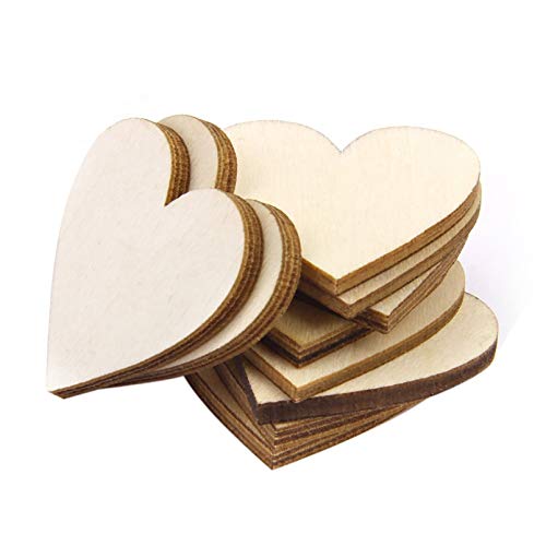 Heart Shape Wood Slices, Unfinished Wood DIY Craft, (50mm, 50pcs) - WoodArtSupply