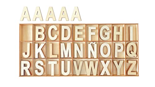 2 Inch 135 Pieces Wooden Letters Wood Alphabet Letters for Crafts with Grid Tray (5 of Each)
