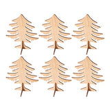 Amosfun 6pcs Wooden Christmas Tree Crafts 3D Unfinished Natural Wood Cutouts Sculpture Tabletop Xmas Tree Ornament for Cabinet Bookshelf Party Decor Amosfun