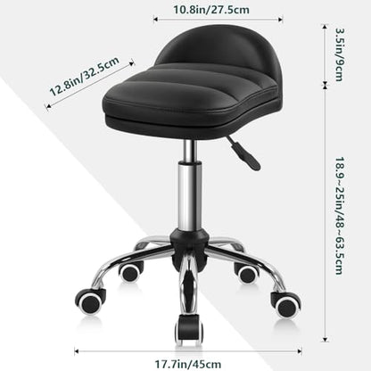 BFTOU Black Rolling Stool Chair with Wheel Perfect for Home Work SPA Massage Height-Adjustable and Cost-Effective Swivel Stool with Low Back