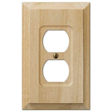 Hampton Bay Wood 1 Duplex Outlet Plate - Unfinished Hampton Bay