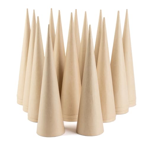 Factory Direct Craft Open Bottom Paper Mache Cones - Pack of 36 Cardboard Papier Mache Cones for DIY Crafts, Gnomes, Holiday Angels, Christmas Trees Factory Direct Craft