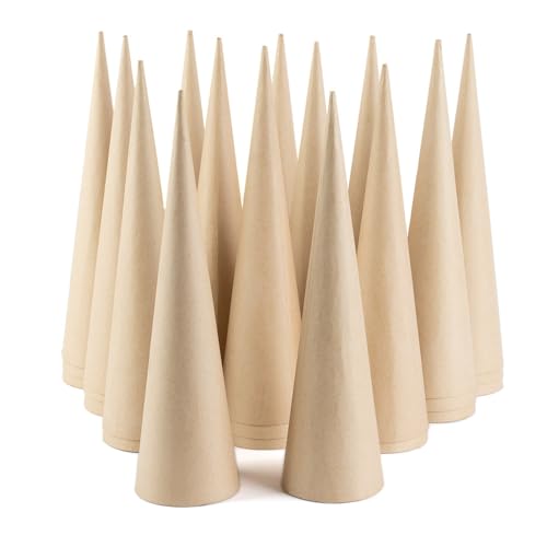 Factory Direct Craft Open Bottom Paper Mache Cones - Pack of 36 Cardboard Papier Mache Cones for DIY Crafts, Gnomes, Holiday Angels, Christmas Trees - WoodArtSupply