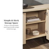 Walker Edison Modern Scandinavian Fluted Door Kitchen Storage Sideboard Buffet Cabinet Console, 69 Inch, Coastal Oak/Black Walker Edison