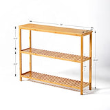 SINWANT Bamboo Console Table, 3 Tier Entryway Table with Storage, Narrow Sofa Table with Shelves,Entrance Table for Entryway,Living Room, Foyer, SINWANT