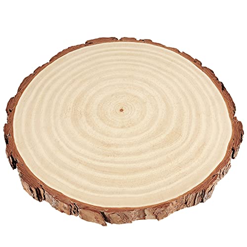 PINGEUI 10 Piece 7-8 Inch Natural Wood Slices, Unfinished Natural Wood Tree Slices with Bark, Large Round Tree Wood Discs Wooden Circles Tree Bark PINGEUI