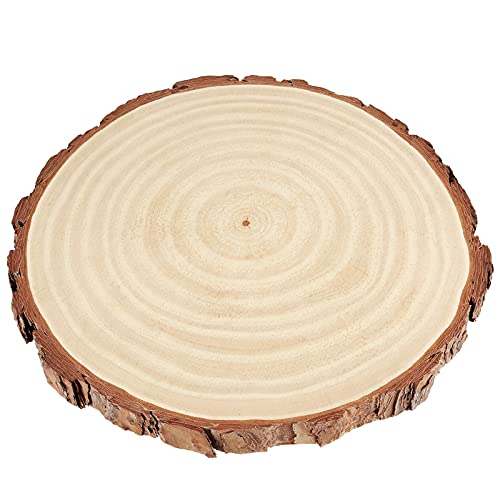 PINGEUI 10 Piece 7-8 Inch Natural Wood Slices, Unfinished Natural Wood Tree Slices with Bark, Large Round Tree Wood Discs Wooden Circles Tree Bark