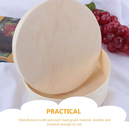 Ciieeo 18.8CM Unfinished Round Box DIY Round Unfinished Wooden Boxes Mini Round Wooden Box Storage Wooden Box for Jewelry Box Craft Kit for Kids - WoodArtSupply