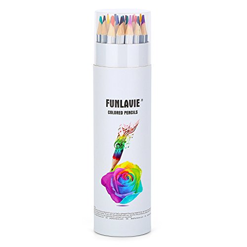 FUNLAVIE Colored Pencils 24 Coloring Pencils Premium Professional Art Drawing Pencil for Adults Coloring Book - WoodArtSupply