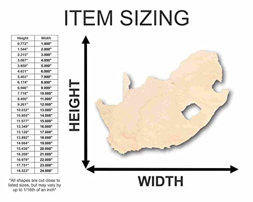 Unfinished Wood South Africa Shape - Africa - Country - Craft - up to 24" DIY 8" / 1/2" - WoodArtSupply