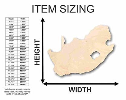 Unfinished Wood South Africa Shape - Africa - Country - Craft - up to 24" DIY 8" / 1/2" - WoodArtSupply