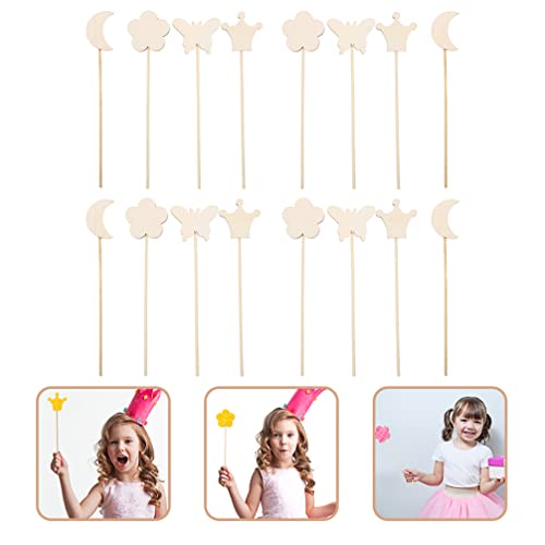 Toyvian 16pcs Handmade Wand Princess Birthday Party Supplies Princess Wand Unfinished Blank Princess Fairy Wands Kit Kids Diy Toy Fairy Sticks Fairy Toyvian