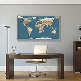 WELMECO Large Office Wall Decoration Detailed World Map Canvas Prints with Premium White frame Push Pins Travel Map of The World Picture Artwork for WELMECO