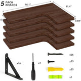 Fixwal Corner Floating Shelves Set of 5, Wall Mounted Corner Shelf, Rustic Wood Wall Shelves for Bathroom, Kitchen, Bedroom, Home Decor, Laundry Fixwal