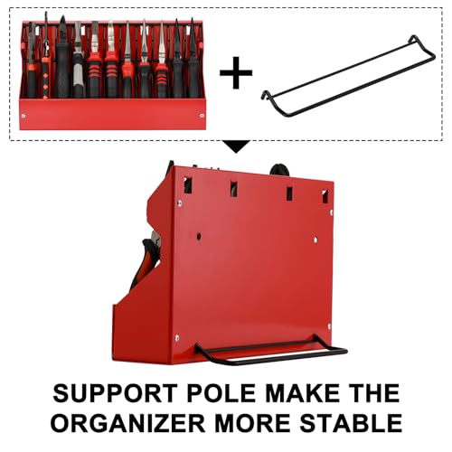 Mayouko 11 Slots Pliers Rack Organizer Holder, For Standard & Wide Pliers, All Steel, Fits in Toolbox Drawer, Chest, Pegboard, Tilt Feature, 11 Slots Mayouko