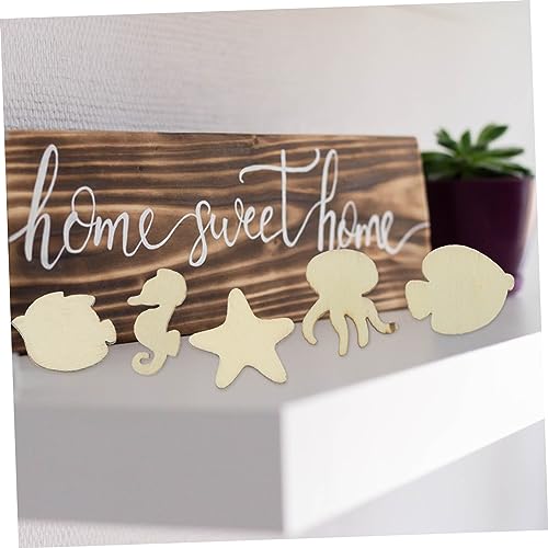 COHEALI 200 Pcs Crafts for Kids Unpainted Wood Disc Nautical Wood Shapes Unfinished Wood Slices Seahorse Cutout Shapes Woodsy Decor Ocean Decor Craft COHEALI