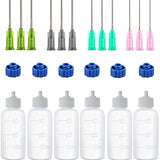 Expesumas 6 Pcs Glue Applicator Bottles, 30ml Plastic Squeezable Dropper Bottles with Blunt Needle Tip 14ga 16ga 18ga 20ga for Glue Applications, Expesumas