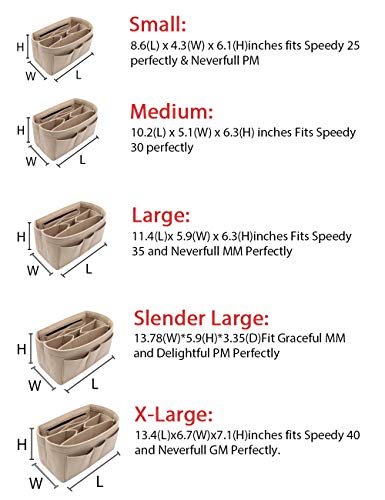 LEXSION Felt Insert Bag Organizer Bag In Bag For Handbag Purse Organizer Fits Speedy Neverful 8010 Beige M LEXSION