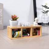 Useekoo Wood Pencil Holder, Wood Desk Organizers and Accessories 3 Compartment, Rustic Remote Control Holder, Wooden Caddy Office Supplies for Home, Useekoo