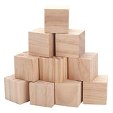 Unfinished Wooden Blocks for Crafts 1.5 inch 10PCS Natural Solid Wood Blocks for Crafting, Blank Wooden Square Blocks Large Wood Cubes for Baby Coowayze