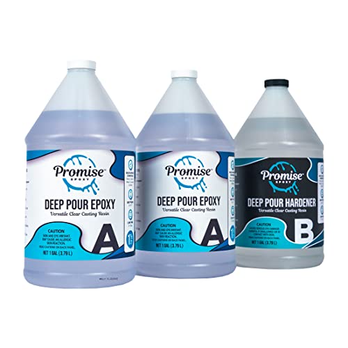 Deep Pour Epoxy Resin Promise - 3 Gallon Kit for River Tables & Artistic Castings and DIY Projects | Crystal Clear 2:1 Ratio USA-Made Resin | Low