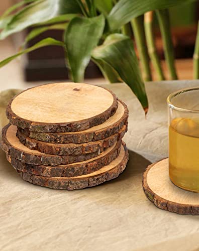 Coaster Set of 12, Natural Wood Slices, Round Wood Discs Tree Bark Wooden Circles for DIY Crafting Coasters Arts Crafts Home Decorations Vintage