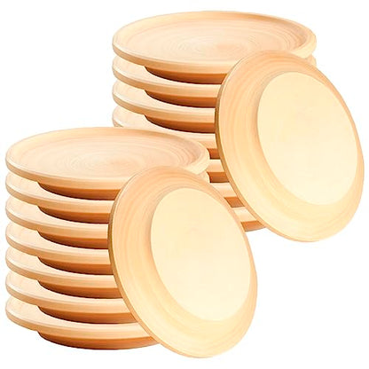 DIY Craft Kit: 16 Wooden Plates for Handmade Home Decor - Unfinished Wood Plate Blanks - Wood Craft Supplies - Handmade Dish Blanks for DIY Home - WoodArtSupply