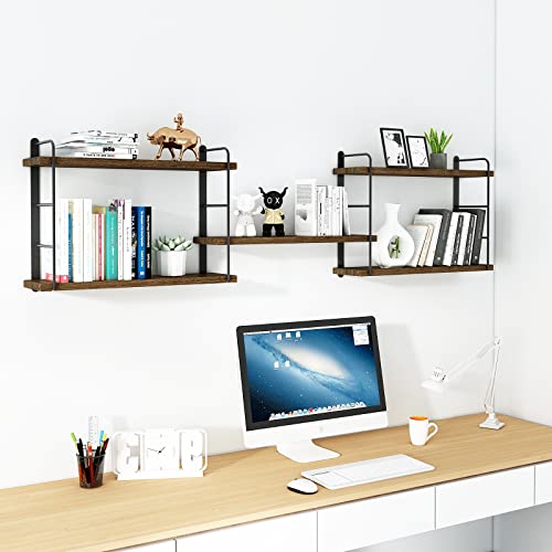 Rustic Wall Mounted Floating Shelves by MXCSE – Stylish Wood Storage Solution for Any Room - WoodArtSupply