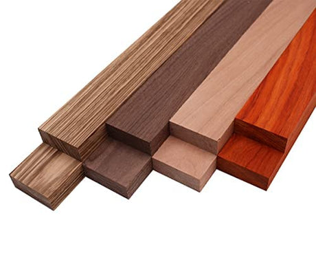 Imported Exotic Hardwood Variety Pack - Zebrawood, Walnut, Padauk, Okoume - 3/4" x 2" (8 Pcs) (3/4" x 2" x 18") Barrington Hardwoods
