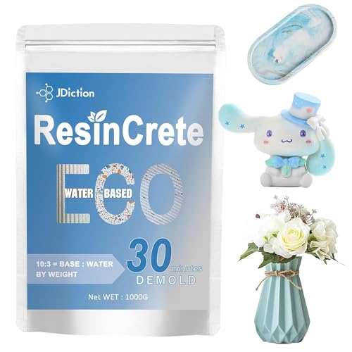 JDiction ResinCrete, 1000G Water-Based Eco-Friendly Formula, 20-30 Minutes Demold Fast Curing Eco Casting Kit for Beginners, Natural Mineral Casting - WoodArtSupply