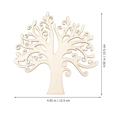 Veemoon 10pcs Blank Wooden Tree Embellishments, Unfinished Wood Crafts Wooden Tree Shape Tree Cutout for Home Family Tree Weddings DIY Crafts Veemoon