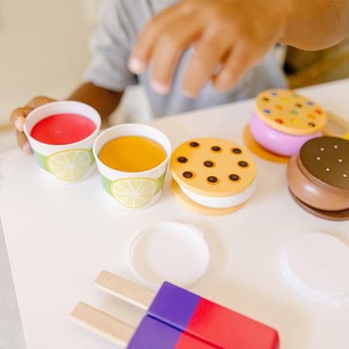 Melissa & Doug Wooden Frozen Treats Ice Cream Play Set (24 pcs) - Play Food and Accessories Melissa & Doug