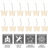SEWACC Wood Crafts 50 Sets Wooden Butterfly Cutouts Unfinished Butterfly Shapes Blank Wood Ornaments Butterfly Embellishments with Hemp Ropes for DIY SEWACC