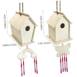 VILLCASE 1 Set Decor Lanyard Build and Paint Birdhouses Paint House Wind Chime Kit Unfinished Arts Kits Build and Paint Paint Houses Wooden House DIY VILLCASE