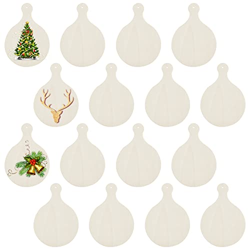 OLYCRAFT 16pcs Wood Craft Cutting Board with Handle Mini Wooden Cutting Board Round Unfinished Wood CheeseServing Tray for DIY Christmas Decor Home OLYCRAFT