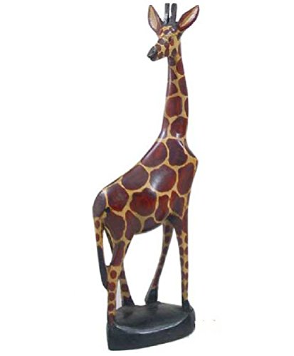 African Art 12" Hand Carved Wooden Giraffe Sculpture Statue - Made in Kenya - WoodArtSupply