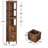 usikey 55.9" Storage Cabinet with 2 Drawers, Wooden Bathroom Floor Cabinet with 3 Open Shelves,for Living Room, Kitchen, Rustic Brown usikey