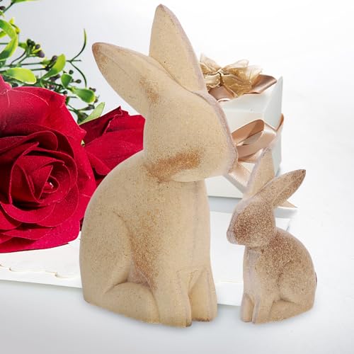Healifty Natural Unfinished Wooden Rabbit to Paint DIY Easter Wood Decoration Ornament Farmhouse Wood Bunny Figure Embellishment Crafts for Home Healifty