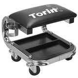 AR7451B Torin Heavy Duty Rolling Creeper Garage/Shop Seat: Padded Mechanic Stool with Tool Tray Storage and Cup Holder, Black Torin