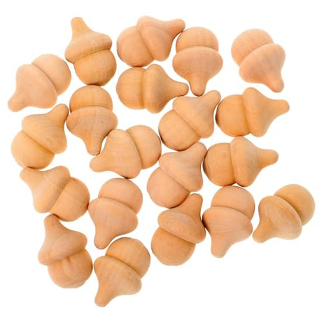 Acorns Tray for Crafts Unfinished Art bin Bowls Real Driftwood Sensory supplies-20 Pcs Wooden Acorns Unfinished Doll DIY Crafts Wooden Peg Doll Home Amosfun