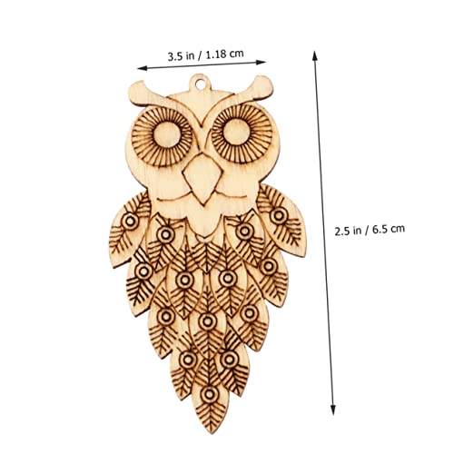 VILLCASE 75 Pcs owl Wood Chips Flowers for Crafts Micro Garden Animal Statue Wood Slices Unfinished Wood Crafts bass Wood Owl Charm Pendant Wood VILLCASE